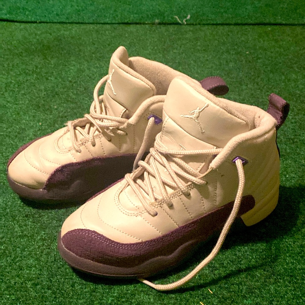 Purple and white Jordan 12’s size 13